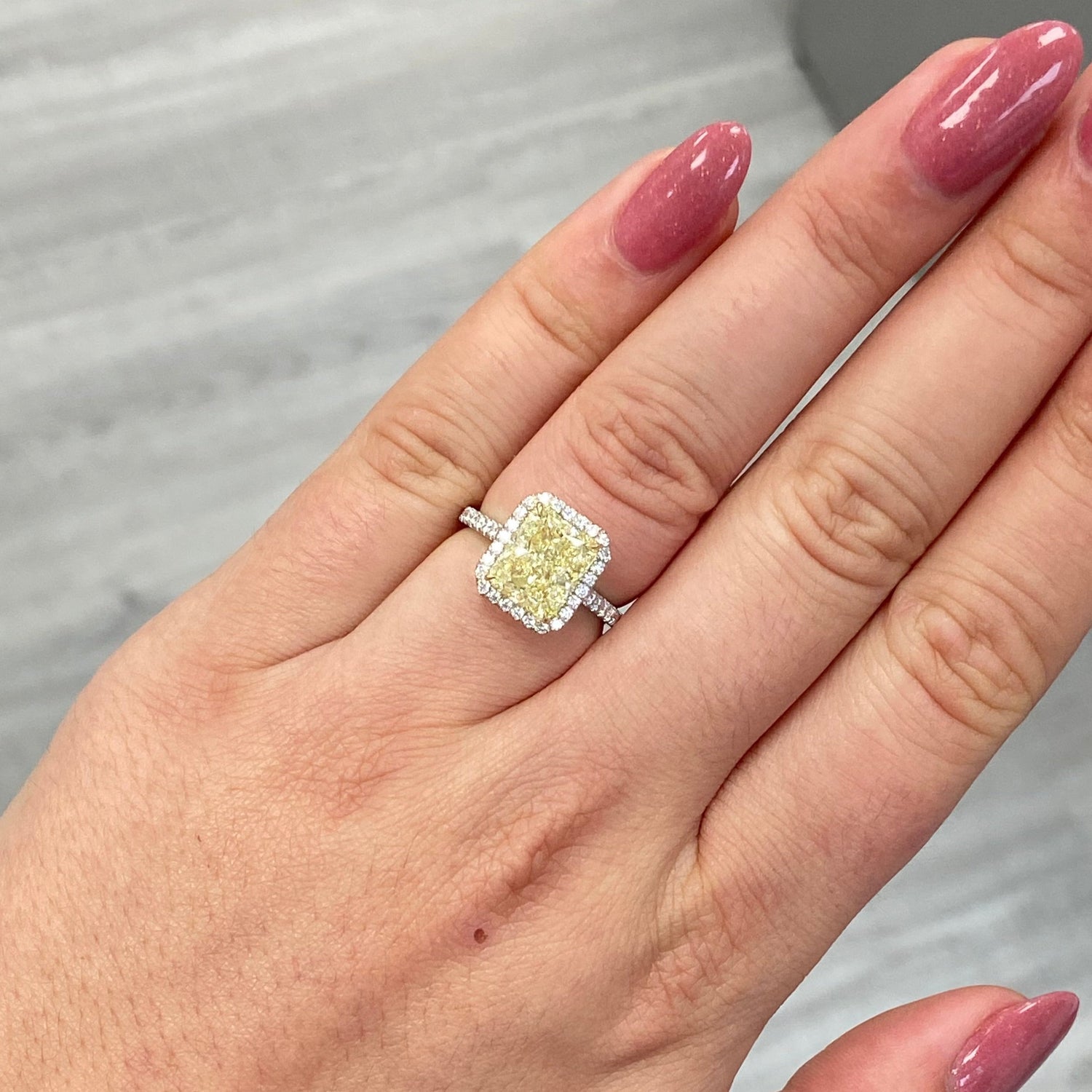 3.50ct Light Yellow Radiant diamond ring by Rare Colors by Namdar, New York City