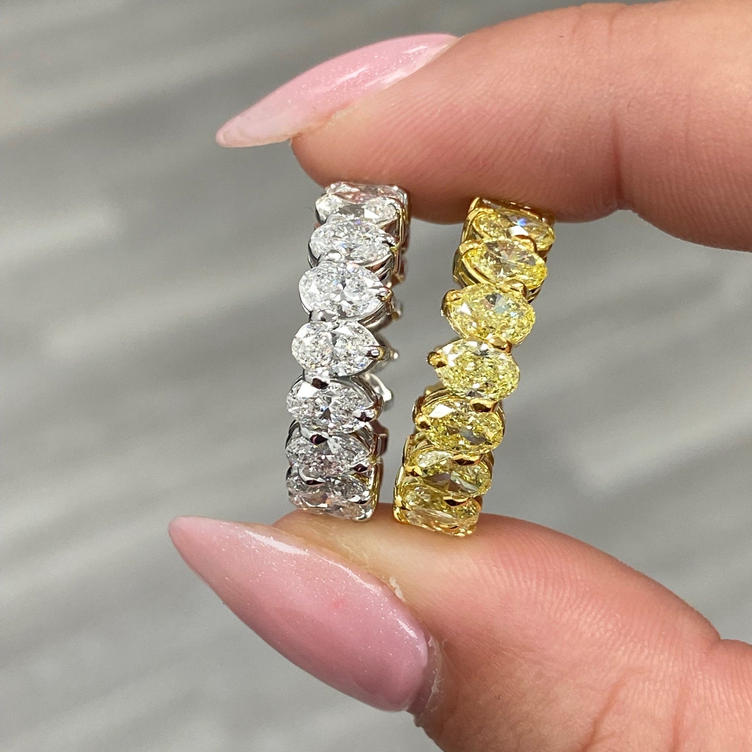 Fancy Yellow Oval diamond eternity band at Rare Colors by Namdar, 5th Avenue New York