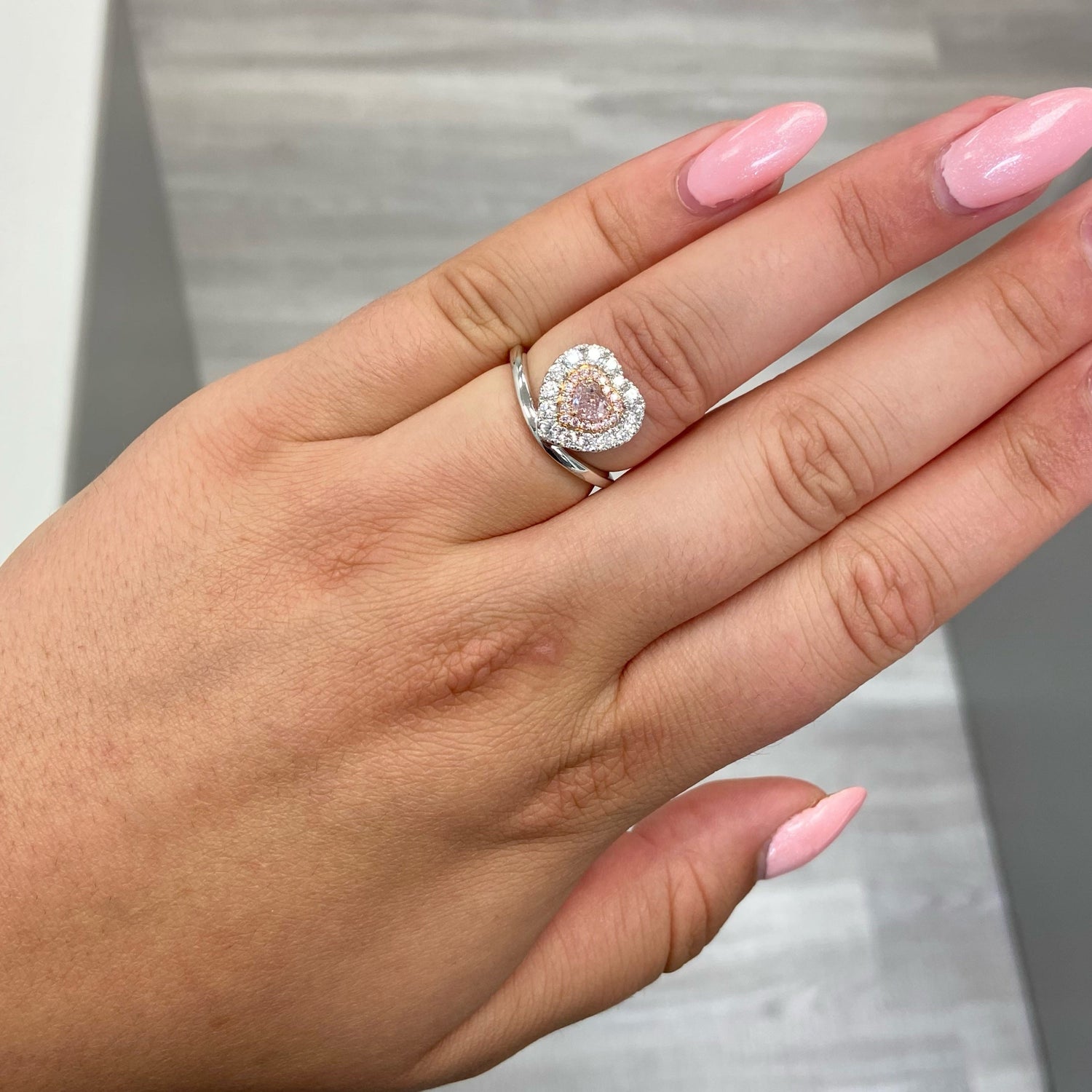Fancy Light Pink Heart diamond ring, handcrafted by Rare Colors by Namdar