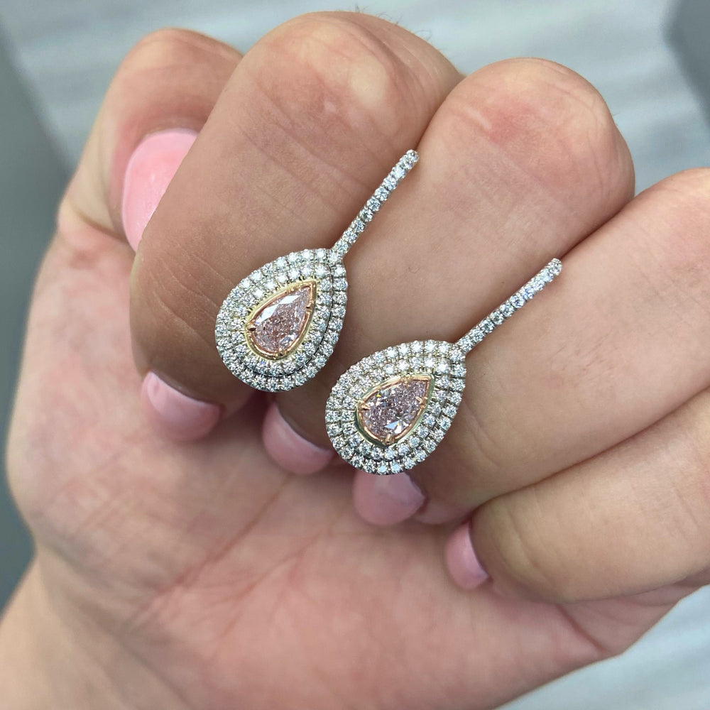 Rare Colors by Namdar 1.68ct Light Pink Pear diamond drop earrings, New York City