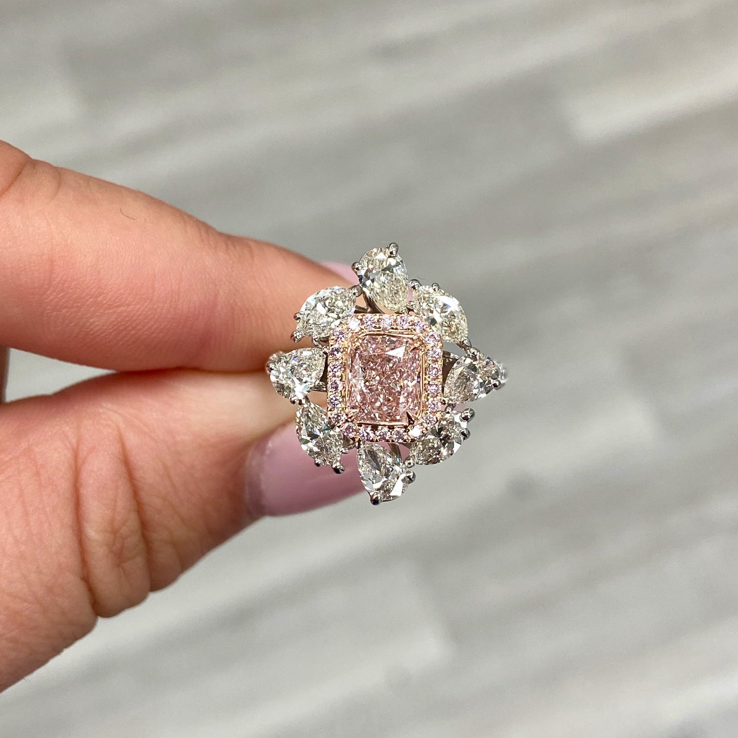 1ct Light Pink Radiant ring — color diamond specialists Rare Colors by Namdar