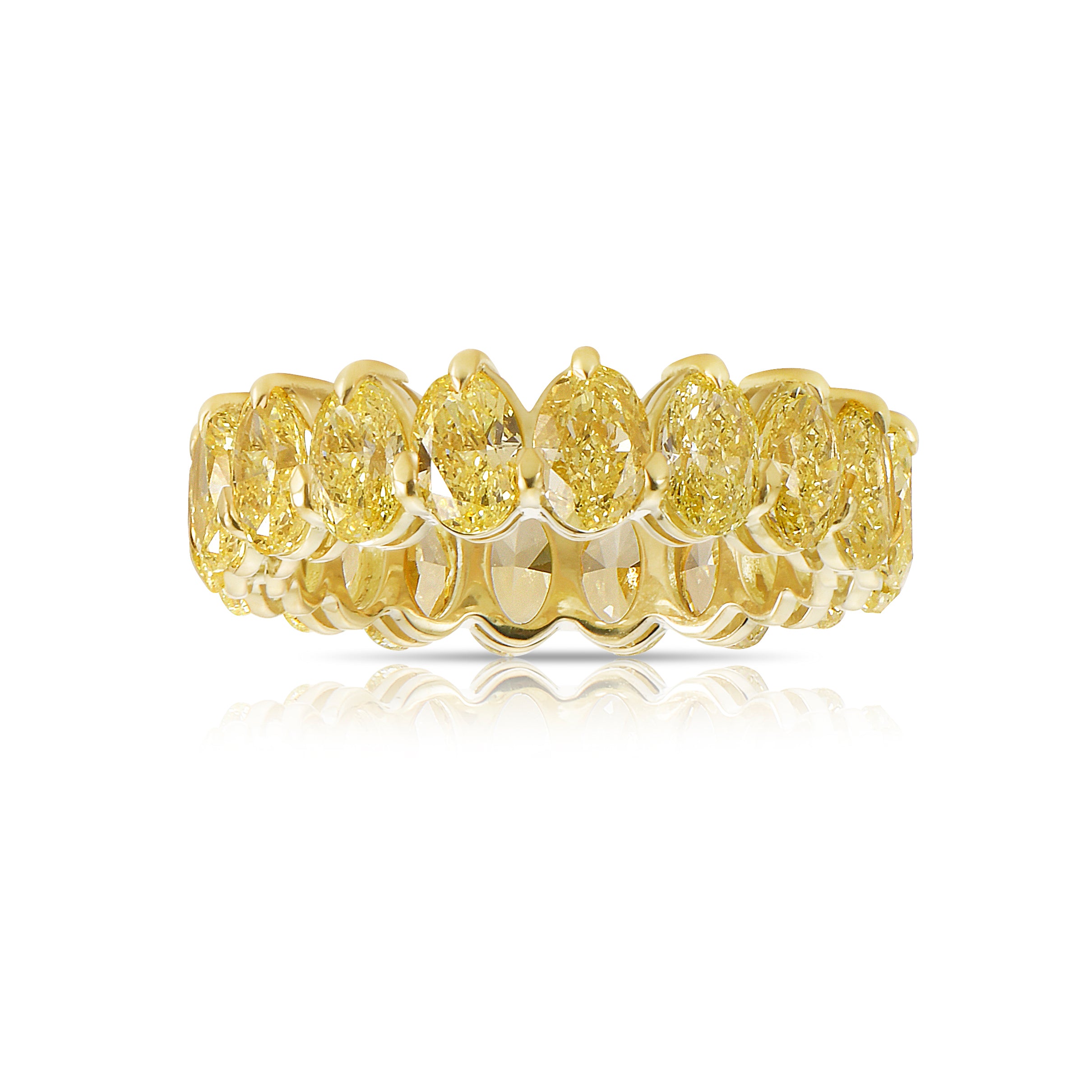 Oval diamond eternity ring. Yellow diamond oval eternity ring. Yellow diamond band. Canary diamond band. Yellow oval diamonds. Fancy yellow oval diamond ring. Yellow diamond stackable rings. 