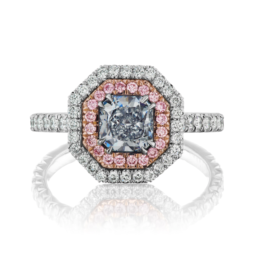 Royal Blue Elongated Diamond Ring. Blue Diamond radiant, GIA Certified.