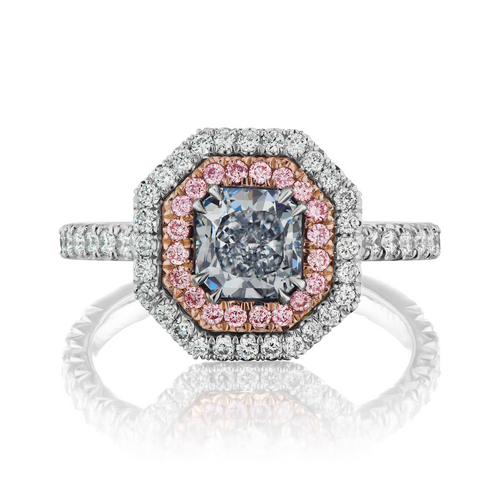 Royal Blue Elongated Diamond Ring. Blue Diamond radiant, GIA Certified.