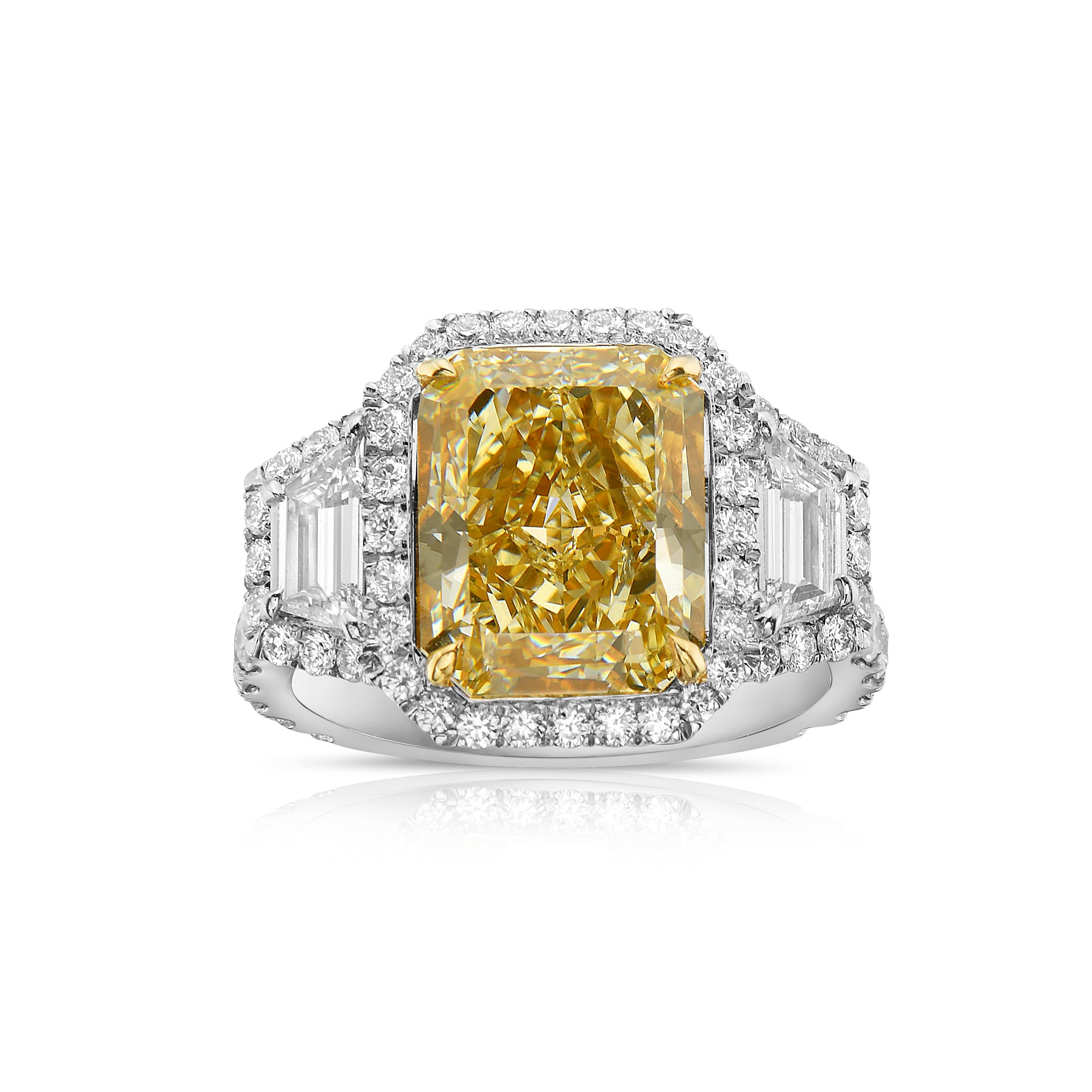 Natural 5ct Light Yellow Elongated Radiant diamond engagement ring — Rare Colors by Namdar NYC