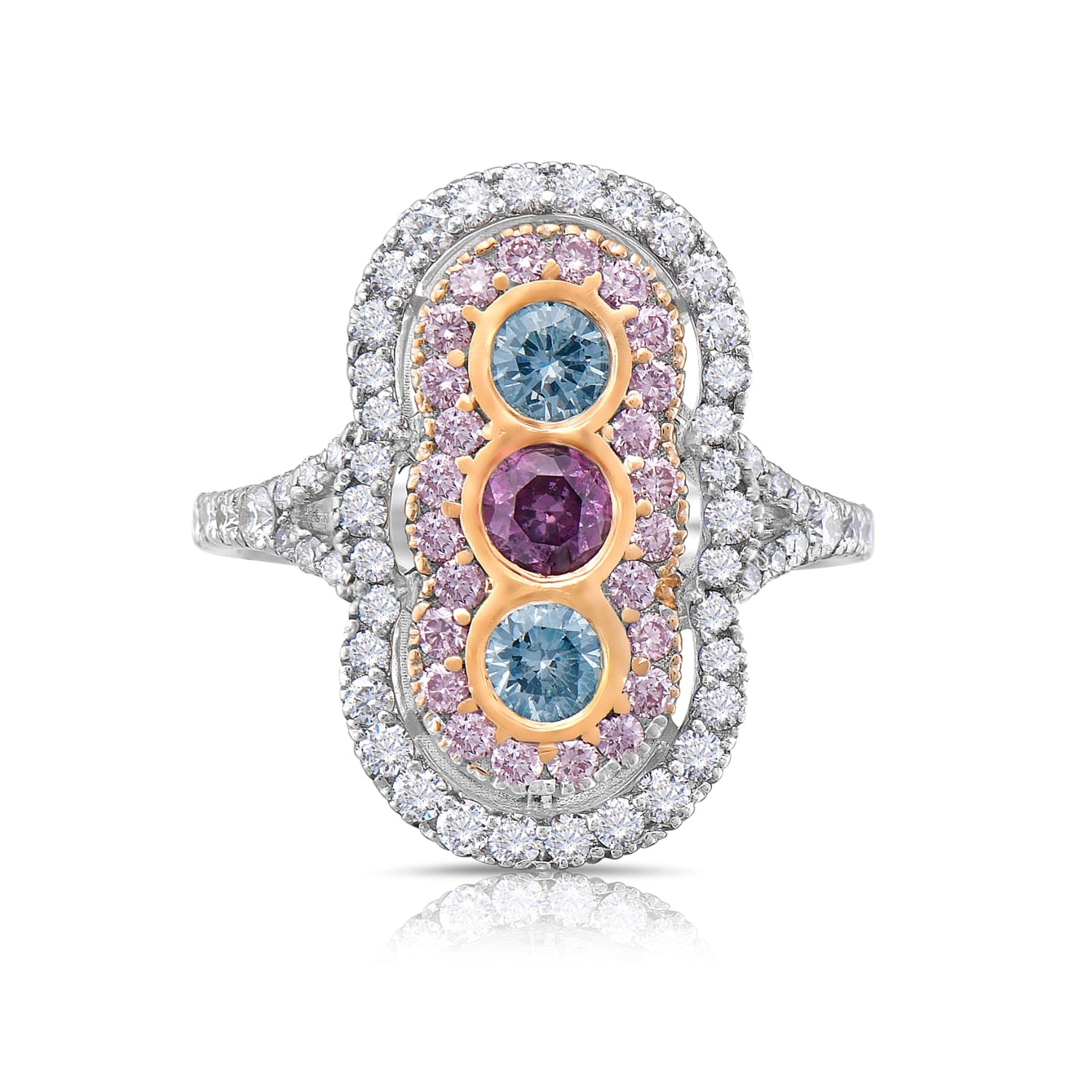 Pink diamond ring. pink diamond cushion. light pink diamond. Blue diamond ring. Pink diamond jewelry. Blue diamond jewelry.