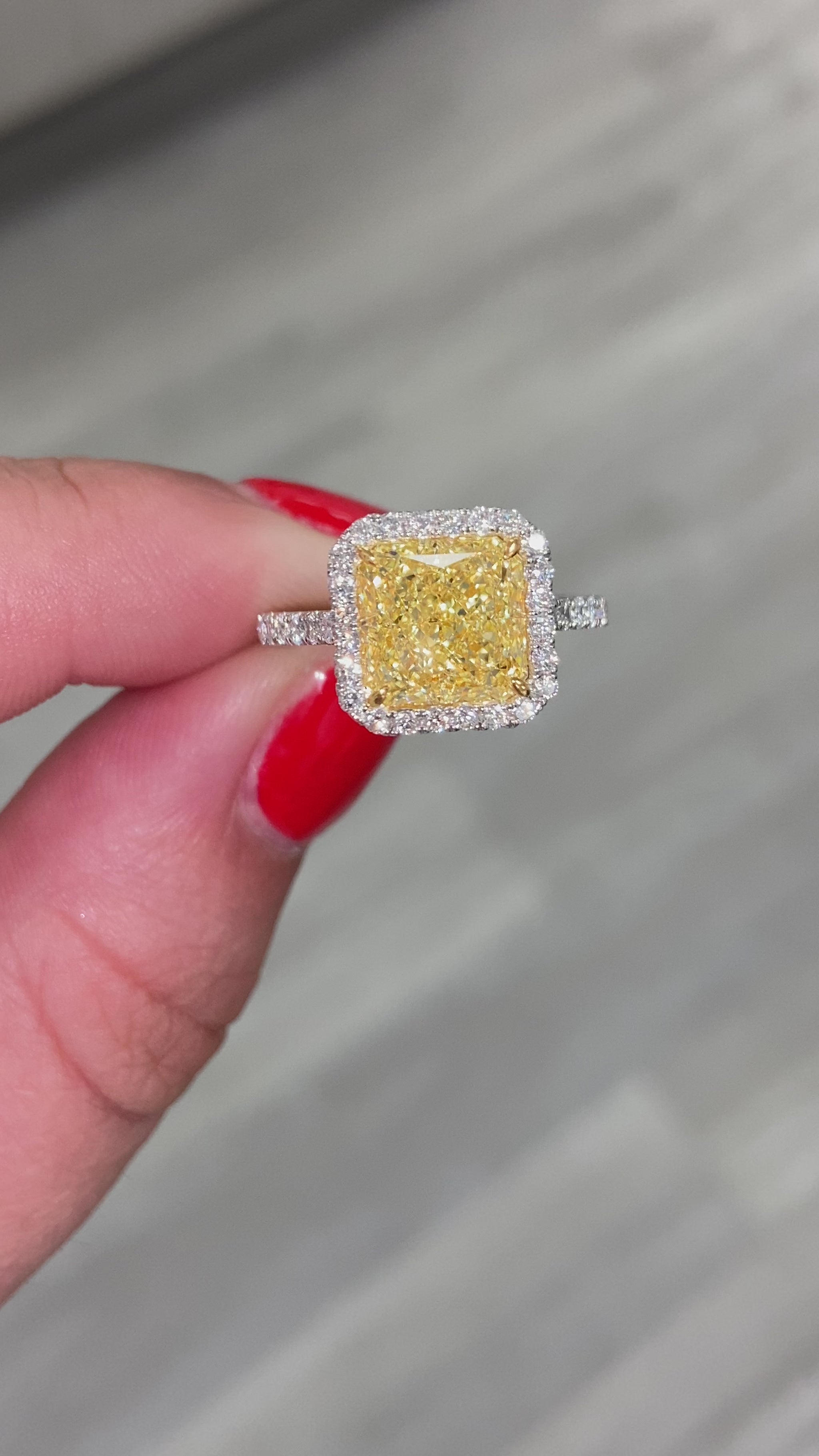 yellow diamond ring. yellow diamond. fancy yellow diamond. yellow diamond engagement ring. yellow diamond halo ring. canary diamond ring. yellow diamond jewelry. GIA certified yellow diamond.