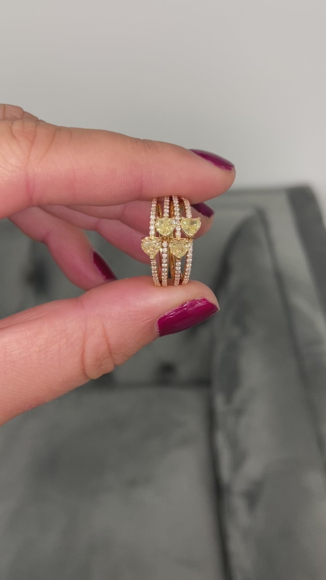 Yellow diamond hearts. Yellow diamond studs. Yellow diamond earrings. Heart diamond earrings. Affordable yellow diamonds.