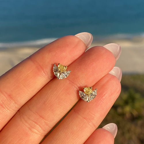 yellow diamond studs. everyday diamond studs