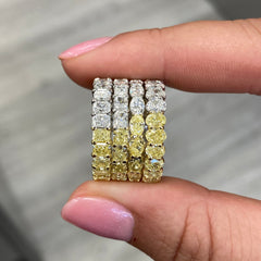 Wear two ways diamond eternity band. Undecided eternity ring. Diamond eternity ring. Fancy yellow and white alternating eternity band. Alternating diamond ring.