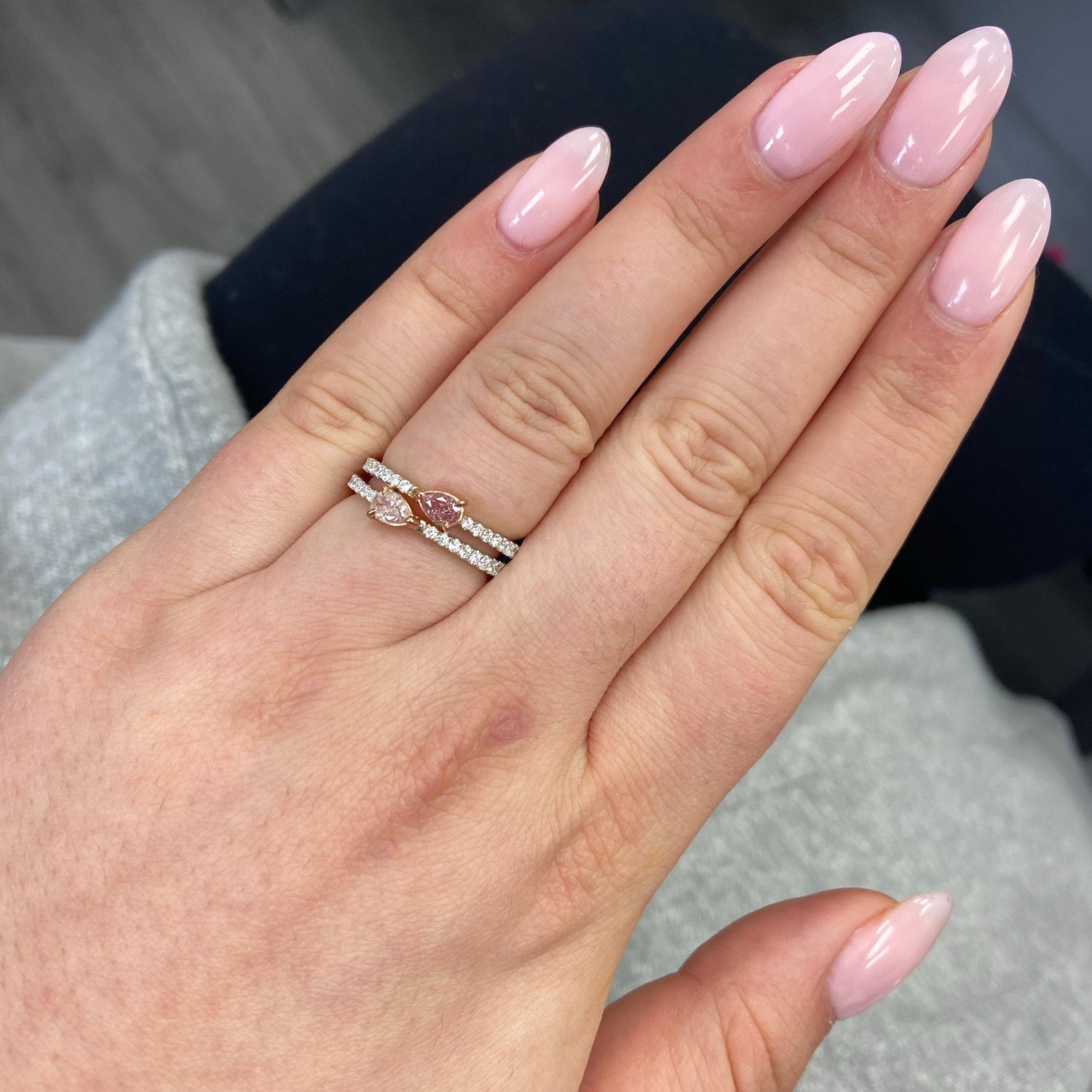 Fancy Pink Pear diamond ring at Rare Colors by Namdar, 5th Avenue New York