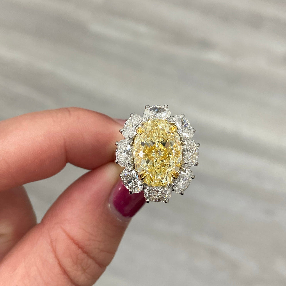 7.10ct Fancy Light Yellow diamond ring, handcrafted by Rare Colors by Namdar