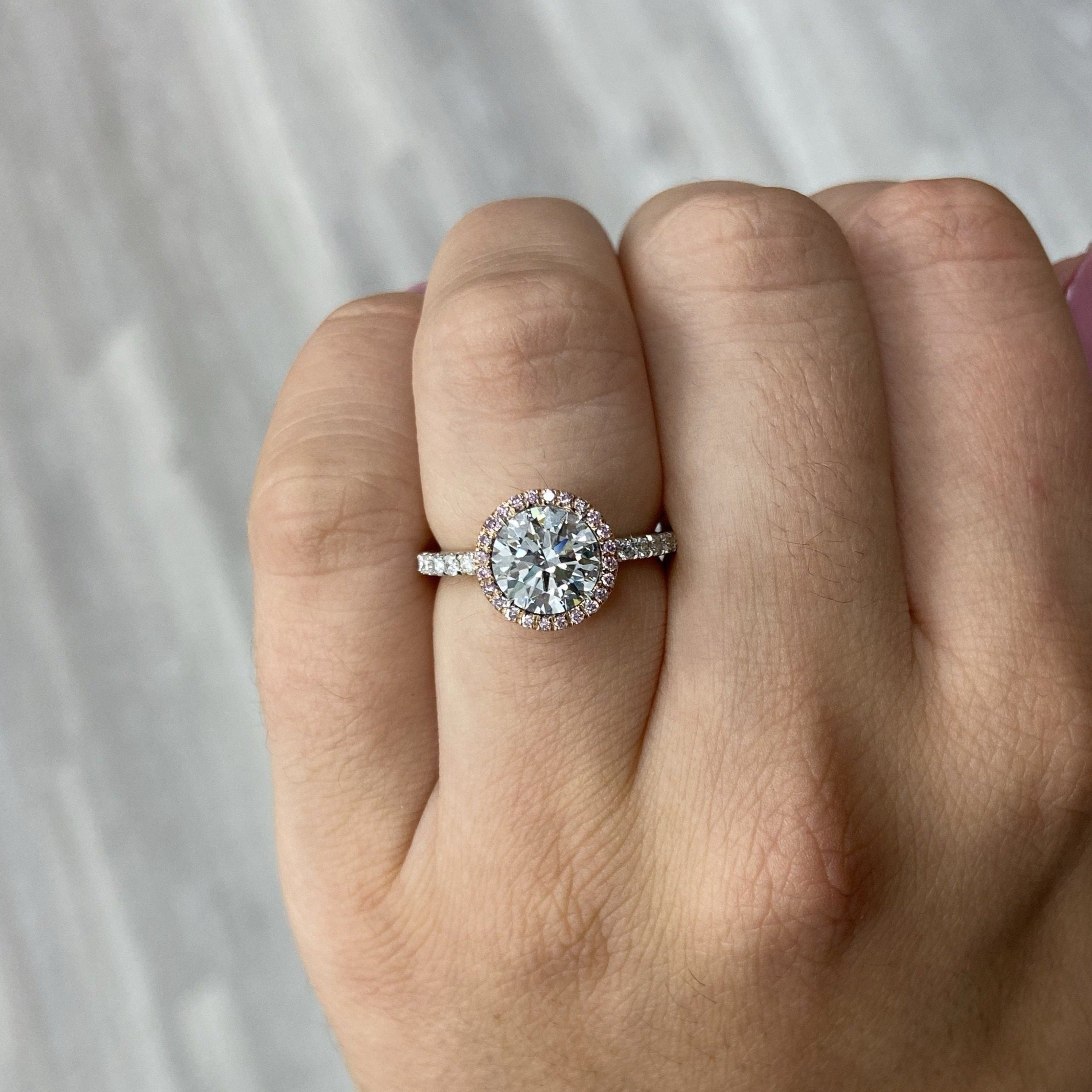 blue diamond ring. blue diamond round. faint blue diamond 