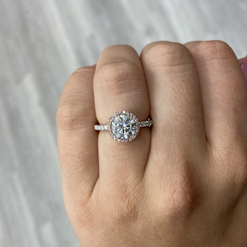 blue diamond ring. blue diamond round. faint blue diamond 