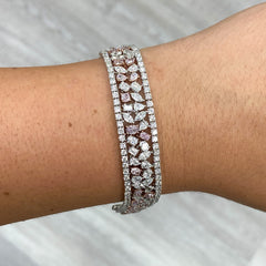 Fancy natural pink diamond bracelet, GIA certified.