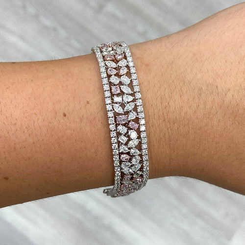 Fancy natural pink diamond bracelet, GIA certified.