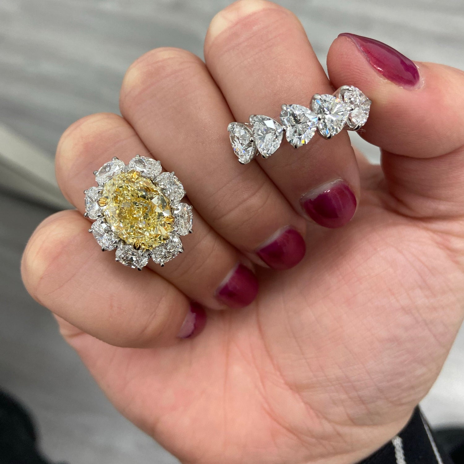 GIA 7.10ct Fancy Light Yellow diamond ring at Rare Colors by Namdar, 5th Avenue New York