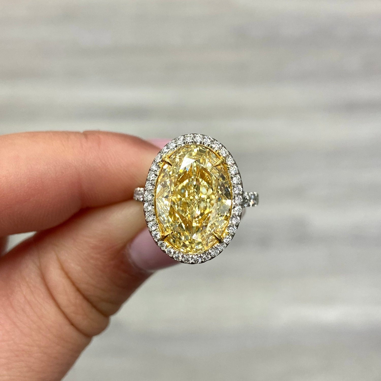 Natural 7ct Light Yellow Oval diamond ring — Rare Colors by Namdar NYC