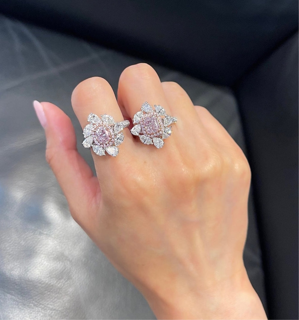 GIA 1ct Light Pink Radiant diamond ring at Rare Colors by Namdar, 5th Avenue New York